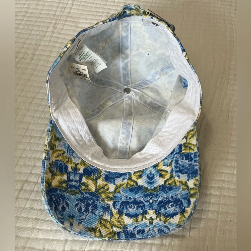 NWT Aerie Blue Floral Distressed Baseball Cap - Picture 5 of 5
